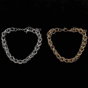 Ατσάλινο βραχιόλι αλυσίδα με πλεκτούς κρίκους σε χρυσό χρώμα  και ασημί  χρώμα