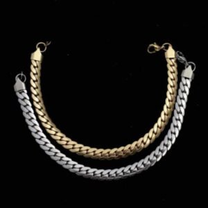 Ατσάλινο βραχιόλι αλυσίδα με κλειστούς κρίκους σε χρυσό χρώμα και ασημί χρώμα