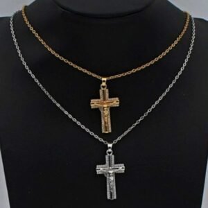 Ατσάλινος Σταύρος με τον σταυρομενο σε χρυσό χρώμα  και ασημί  χρώμα