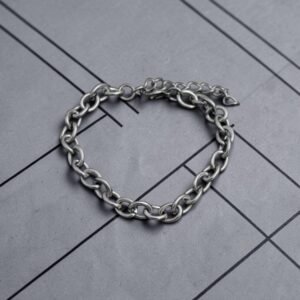 Ατσάλινο βραχιόλι αλυσίδα με ανοιχτούς  κρίκους  σε ασήμι  χρώμα
