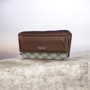 Πορτοφόλι σε απομίμηση δέρματος με καφέ και γκρι χρώμα