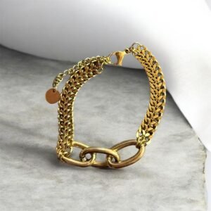 Ατσάλινο βραχιόλι αλυσίδα με κρίκους σε χρυσό χρώμα