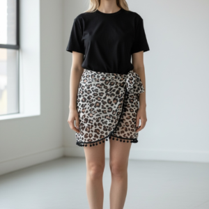 Παρεό θαλάσσης animal print με διακριτικά κρόσια