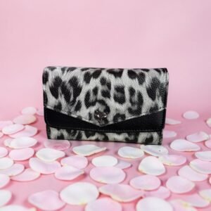 Γυναικείο πορτοφόλι γκρι animal print